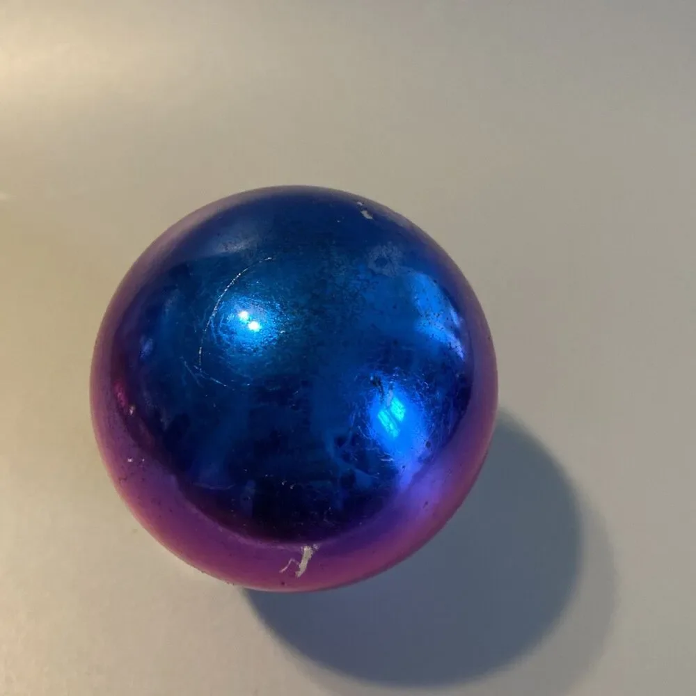 Vintage Christmas Ombre Glass Ornament Hand Made In USA 8.25” Blue Pink Fade